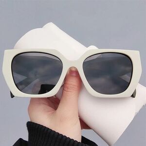 White Luxe Square Wide Frame Sunglasses